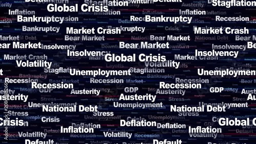 GLOBAL CRISIS Seamless Endless Keywords Animation, Background, Loop
