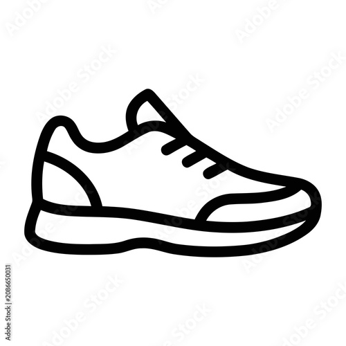 Simple Outline Line Art Representation of a Running Shoe Icon