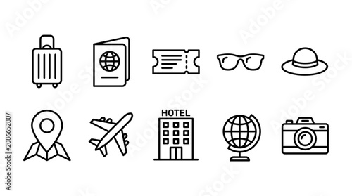 Obraz na płótnie Travel icons for tourism and vacation.