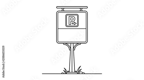 Parking Sign Outline Vector - Simple Icon for Transportation and Urban Navigation