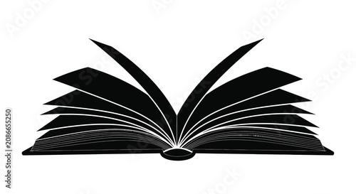 Open book silhouette on a white background graphic design element
