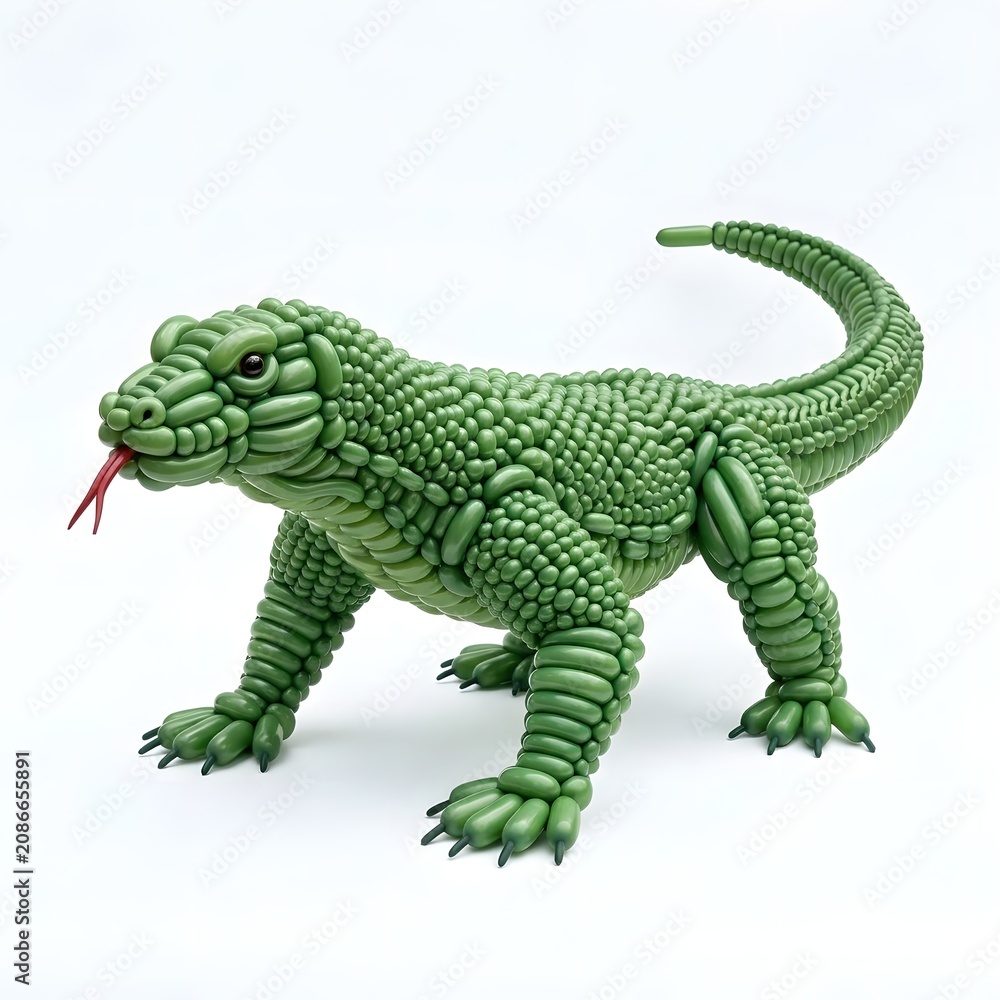 Fototapeta premium Green reptile creature detailed texture scales body