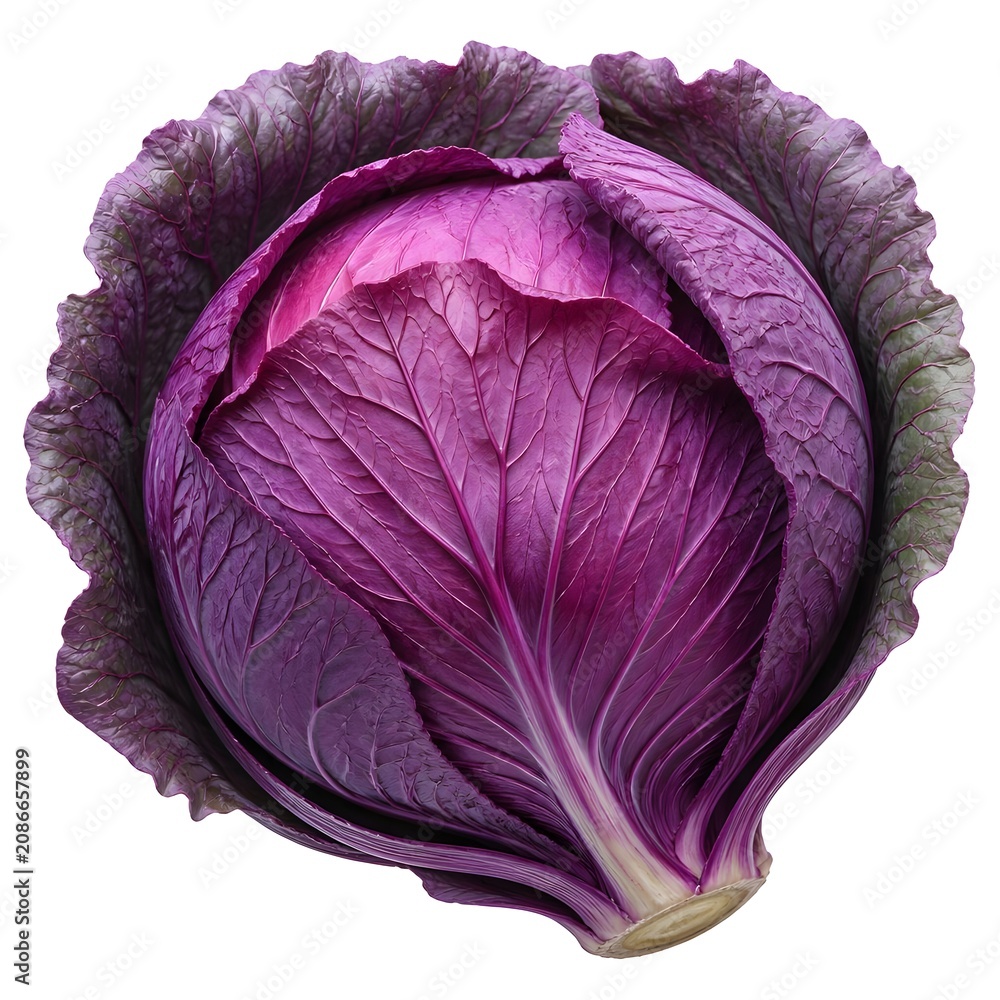 Obraz premium Fresh red cabbage isolated studio shot vibrant color healthy food