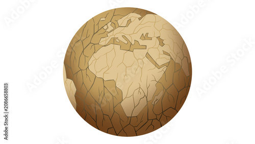 Canvastavla Illustration of a dry cracked earth globe representing drought and climate chang