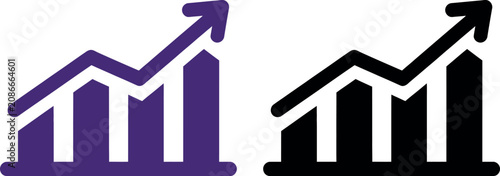 Upward growth bar chart with arrow icons