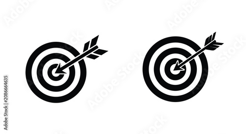 Slika na platnu Target With Arrow Silhouette On White Background Vector Illustration