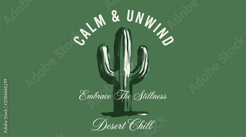 Tableau sur toile Desert chill cactus illustration