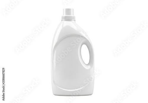Blank white plastic laundry detergent bottle with detergent, container