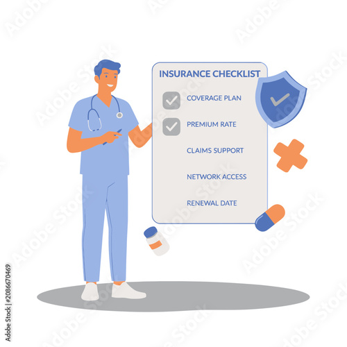 Insurance Document Doctor Illustration