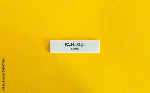 Cuadro en lienzo Starch chemical formula (C6H10O5)n on white block