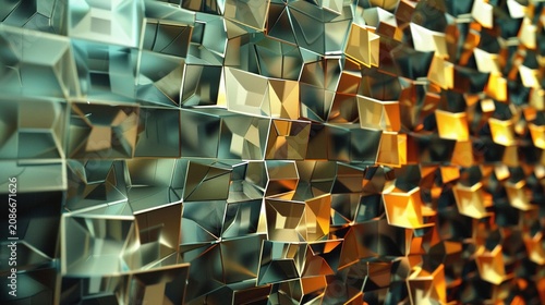 A tessellation of geometric shapes like squares, triangles, and hexagons, forming a mesmerizing visual pattern power car