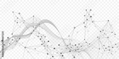 Konstfotografi Modern digital technology background design with molecular plexus lines and dots