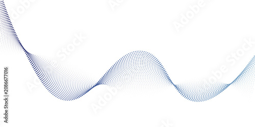 Konstfotografi Blue airy particles flow vector design, abstract background with wave of flowing dots array, digital futuristic illustration, nano technology theme