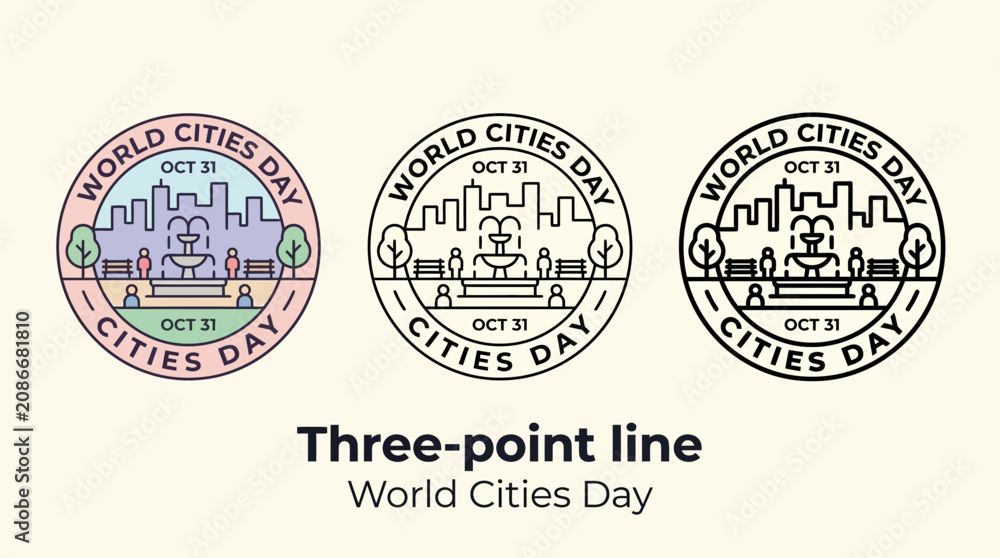 Obraz premium World Cities Day Stamp Design - Urban Landscape Illustration