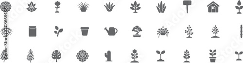 Plants icon set. Solid icon collection. Vector illustration.