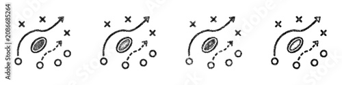 Sketch monochrome rugby strategy icon design set