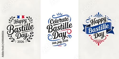 Celebratory French National Holiday Greeting Cards with Fireworks and Flags Design