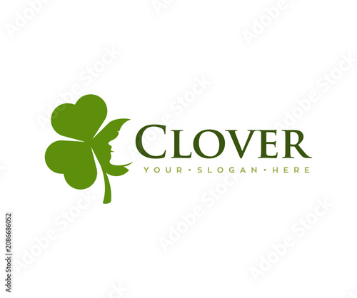 negative space clover leaf logo vector