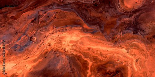 Konstfotografi Abstract Ethereal Flow of Molten Lava Abstract flowing texture reminiscent of molten lava or cosmic nebulae, with swirling patterns of deep red, orange, and black