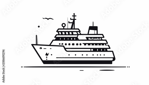 Foto Large Cruise Ship Sailing Ocean Voyage.