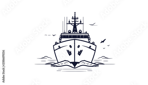 Tableau sur toile Large Ship Sailing on the Water.