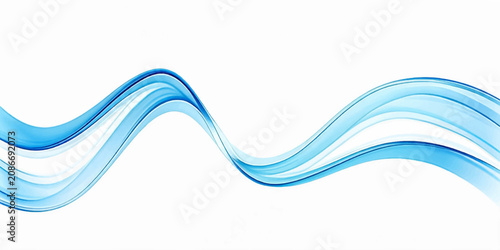 Bilde på lerret An elegant blue wave flows across a clean white backdrop, evoking a sense of smooth motion and fluid design