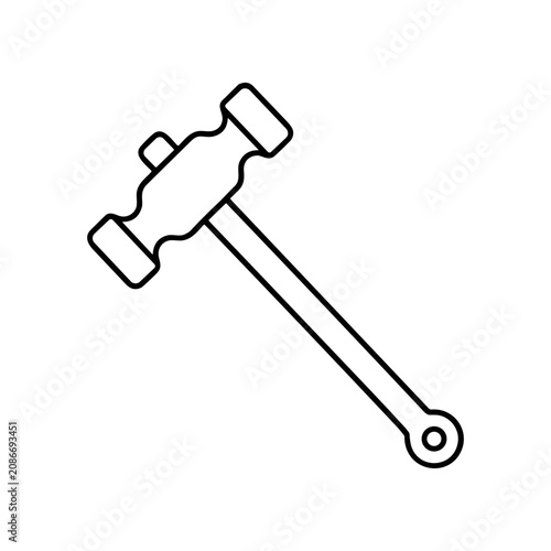 Canvas Print Black and white line art hammer.