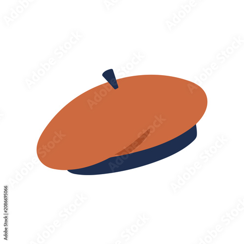 Simple Orange Beret on Head.