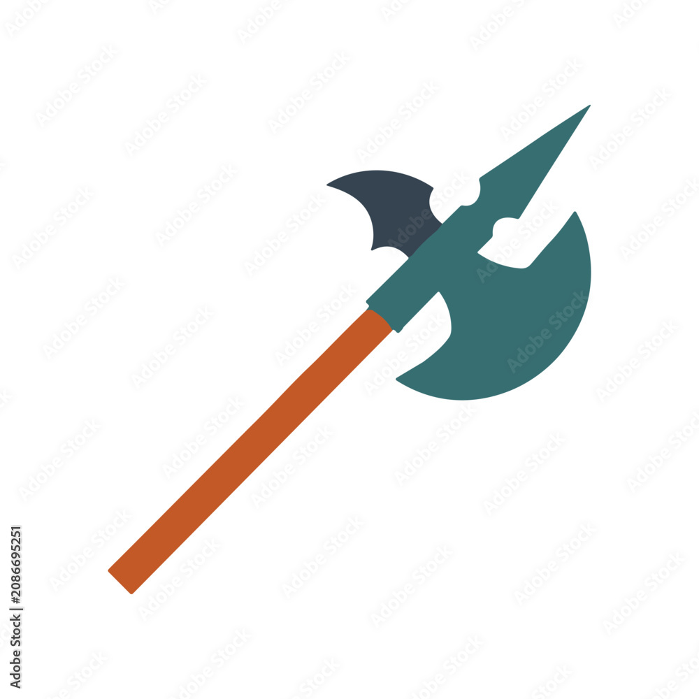 Fototapeta premium Teal colored battle axe weapon.