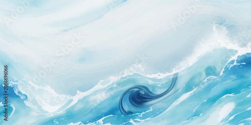Cuadro en lienzo Abstract swirling blue and white liquid forms a powerful wave, evoking a sense of movement and the untamed forces of nature