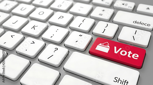 Vote Keyboard Button – Online Voting, Elections and Democratic Participation Concept