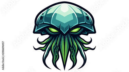Принти на полотні Stylized illustration of a menacing alien jellyfish creature head