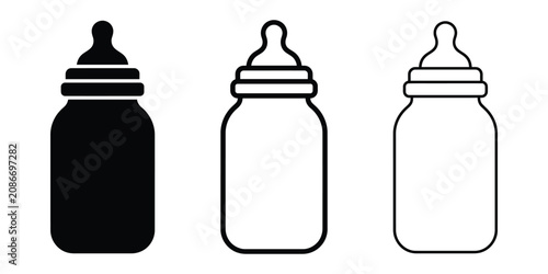 Photos Infant milk feeder icon silhouette vector outline and line art
