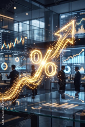 Interest Rate Growth and Financial Performance Increase Concept