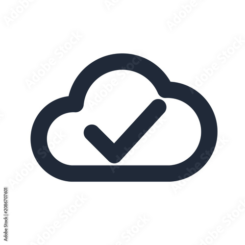 Cloud check line icon, cloud database outline symbol