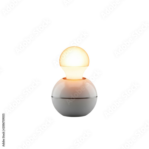 Modern minimalist spherical table lamp with glowing warm light, sleek design for contemporary home interior decor and ambient lighting