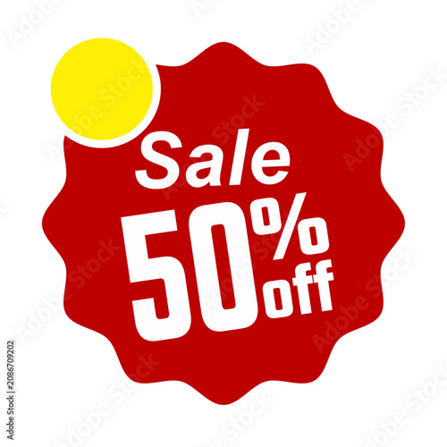 Sale 50 percent off red badge vector design