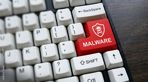 Malware Keyboard Button – Cybersecurity, Malicious Software and Digital Threat Protection Concept