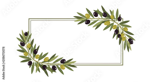 Quadro su tela Olive branch wreath with frame.