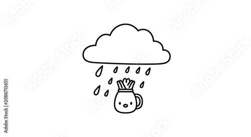 Bild auf Leinwand Rainy day coffee mug cartoon.