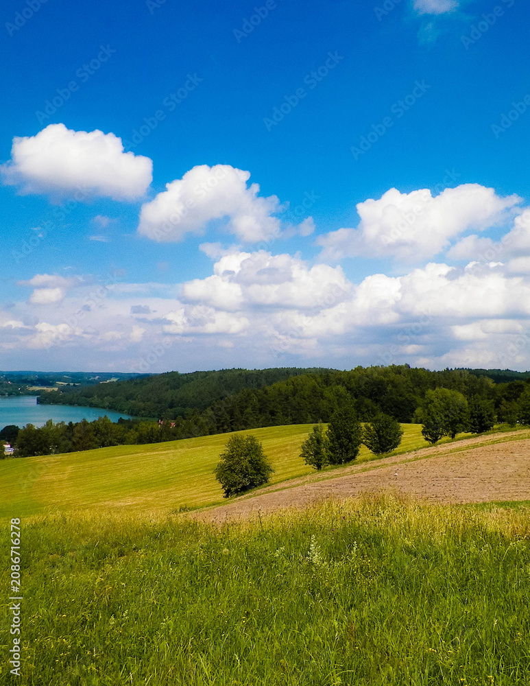 Fototapeta premium Beautiful view of Ostrzyckie Lake in Wiezyca Region, Poland