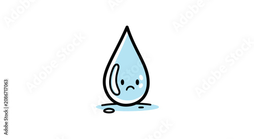 Obraz na płótnie Sad water droplet cartoon character.