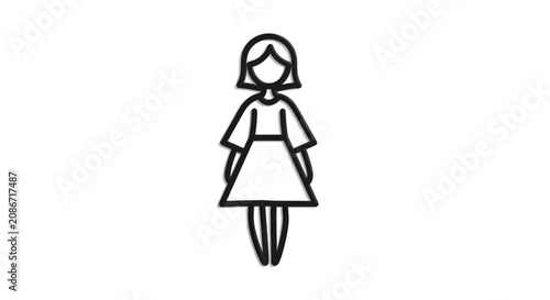 Simple Line Drawing of Woman.
