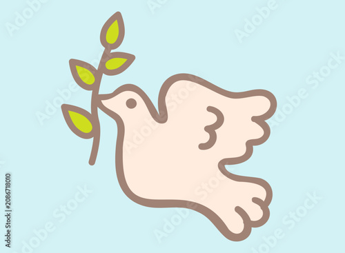 Canvastavla Vintage illustration of white pigeon in retro groovy style