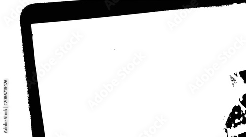 Close-up of a black framed tablet screen with abstract texture