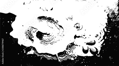 Abstract Splash of White Liquid on Black Surface, Dynamic Movement