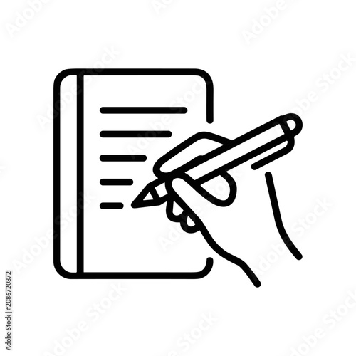 Hand holding pencil writing on paper.