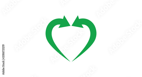 Canvastavla Two green arrows forming a heart shape a flat vector silhouette love affection c