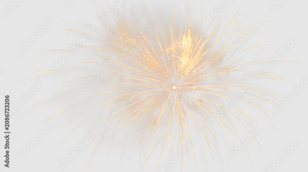 Obraz premium Colorful fireworks display with bright sparks against a transparent background during a festive event celebration
