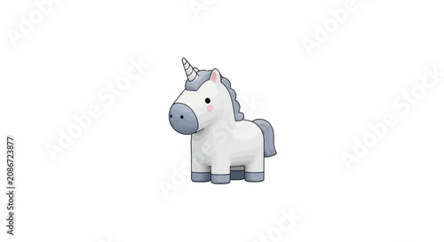 Bild auf Leinwand White Unicorn Toy Figurine Side View.